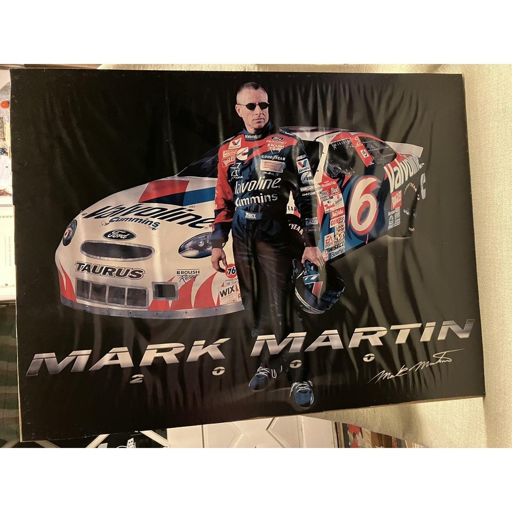 Vintage Mark Martin 2000 NASCAR #6 Valvoline Ford Taurus Poster 18.5x23.5